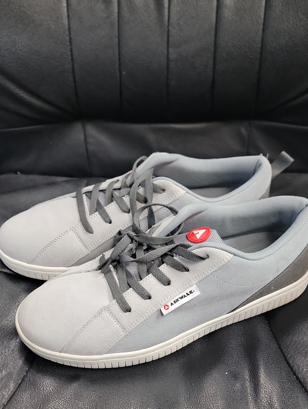 Airwalk Men's Light Gray Suede-Style Lace Sneakers with Dark Gray Accents
